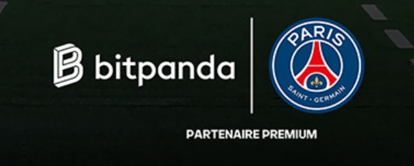 Visuel du partenariat entre la plateforme de trading Bitpanda et le Paris Saint-Germain (PSG)