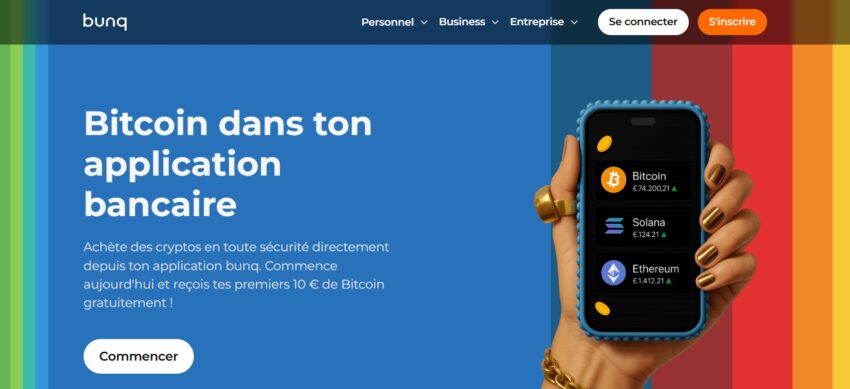 Image de la page crypto de la banque en ligne bunq