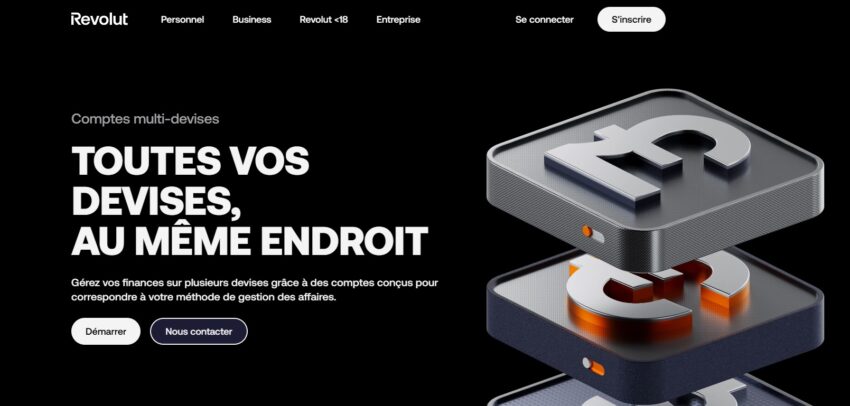 Image illustrant les comptes multi devises proposés par la banque pro Revolut Business