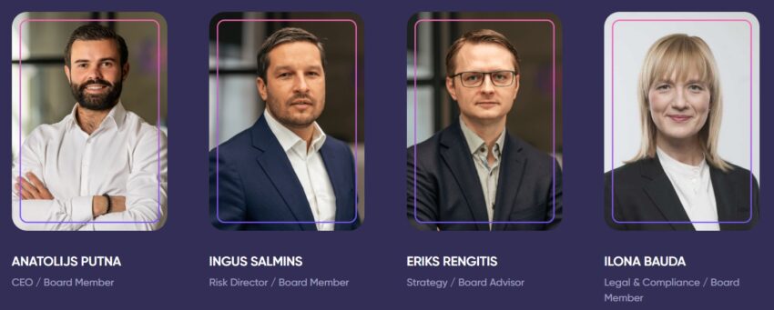 Photo des principaux membres de l'équipe dirigeante de Debitum, dont Ingus Salmins qui est actionnaire
