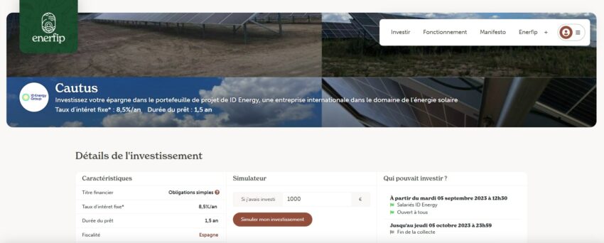 Synthèse du projet Cautus sur lequel j'ai investi via la plateforme de crowdfunding Enerfip