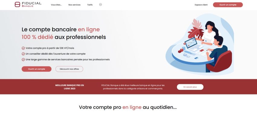 Page d'accueil de FIDUCIAL Banque, la partie bancaire du Groupe FIDUCIAL