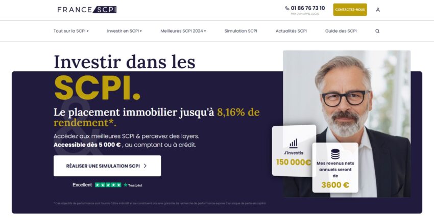 Page web du courtier France SCPI, qui distribue des SCPI sans frais, mais fait aussi profiter d'une réduction sur les autres SCPI