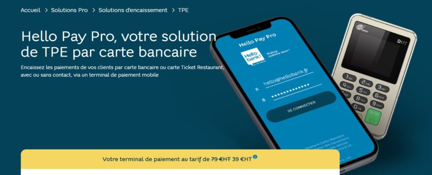 Visuel du Terminal de Paiement Electronique fourni par le compte professionnel Hello bank! Pro