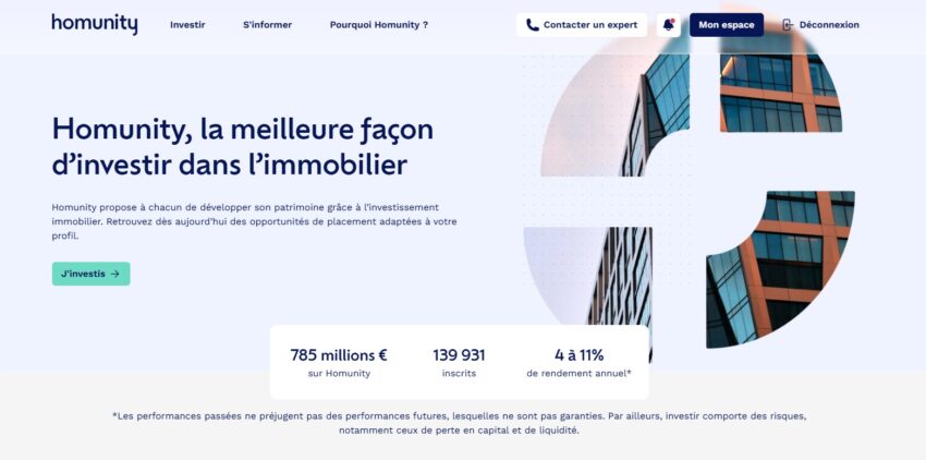 Page d'accueil du site de financement participatif immobilier Homunity