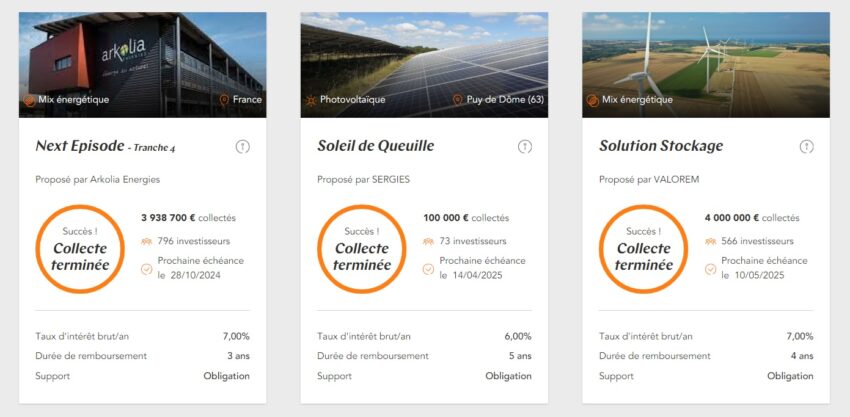Exemples de projets proposés par Lumo (solaire, éolien) : à mon avis un beau panel de choix