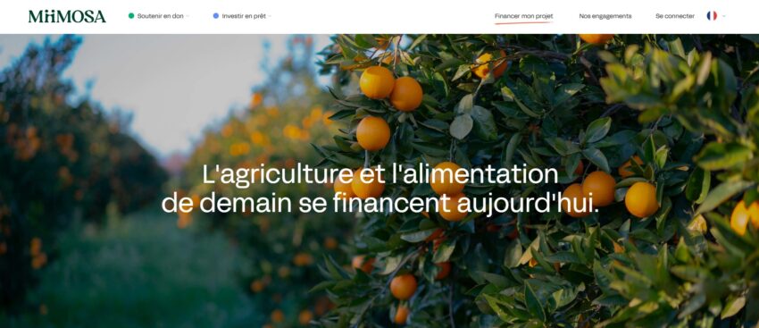 Page d'accueil de la plateforme de crowdfundingMiiMOSA