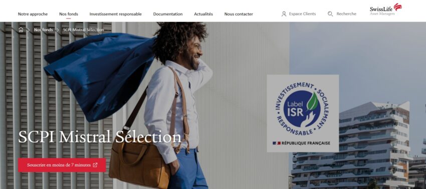 Page d'accueil de la SCPI Mistral Sélection, une nouvelle SCPI sans frais d'entrée