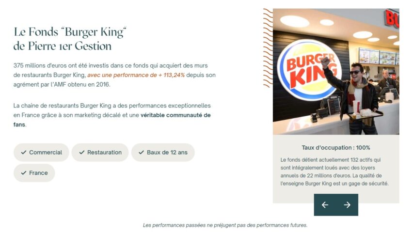 Illustration du fonds Burger King, un des investissements proposés par Openstone