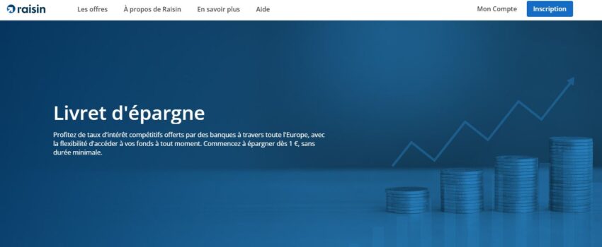 La page d'accueil Raisin qui propose des livret épargne Klarna