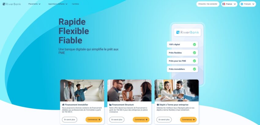 Page d'accueil de RiverBank