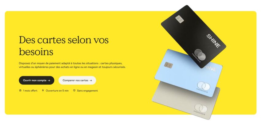 Offre de cartes Mastercard par la banque pro Shine