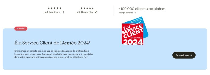 Shine a été élu Service Client de l'année 2024 dans la catégorie banque en ligne pour les entreprises