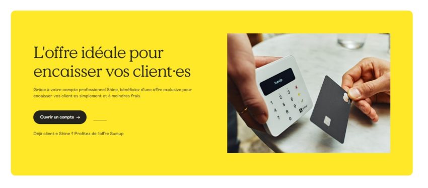 Le compte pro Shine propose une offre partenaire avec SumUp