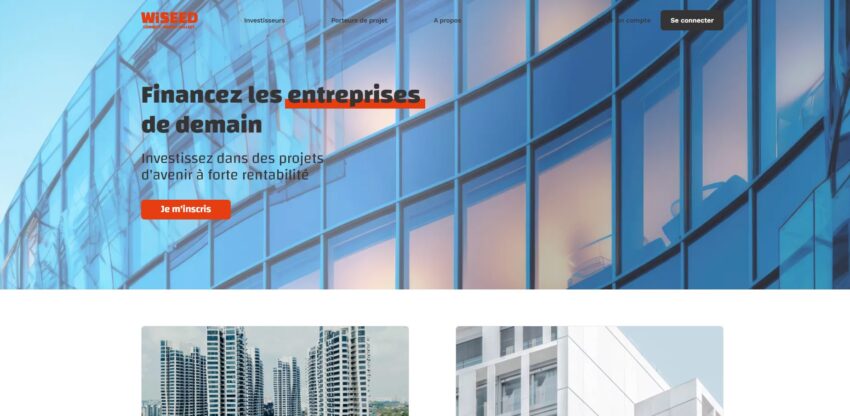 Page d'accueil de WiSEED, la première plateforme de crowdequity à se lancer en France