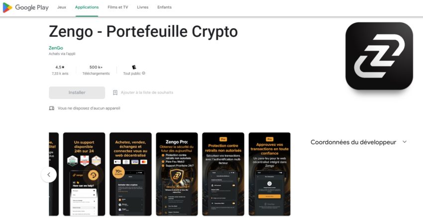 L'appli Zengo obtient une note de 4,5/5 sur Google Play