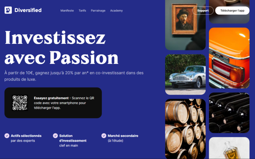 Page accueil du site web Diversified