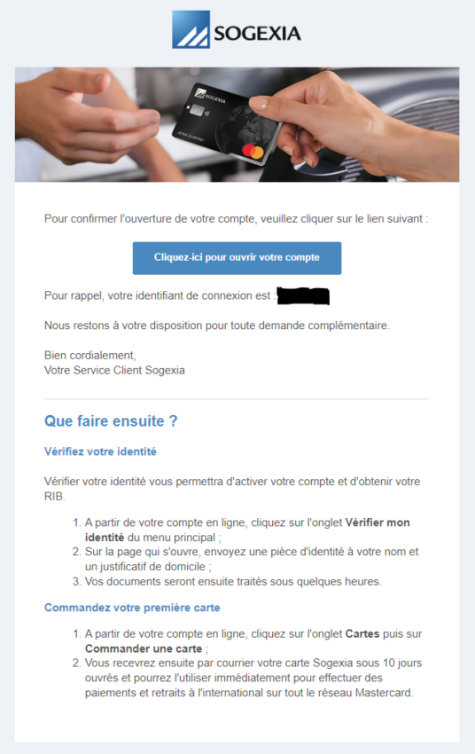Ouverture d'un compte Sogexia