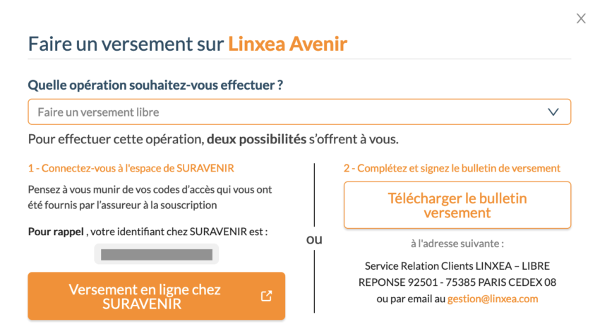 Procedure pour faire un versement libre sur Linxea 