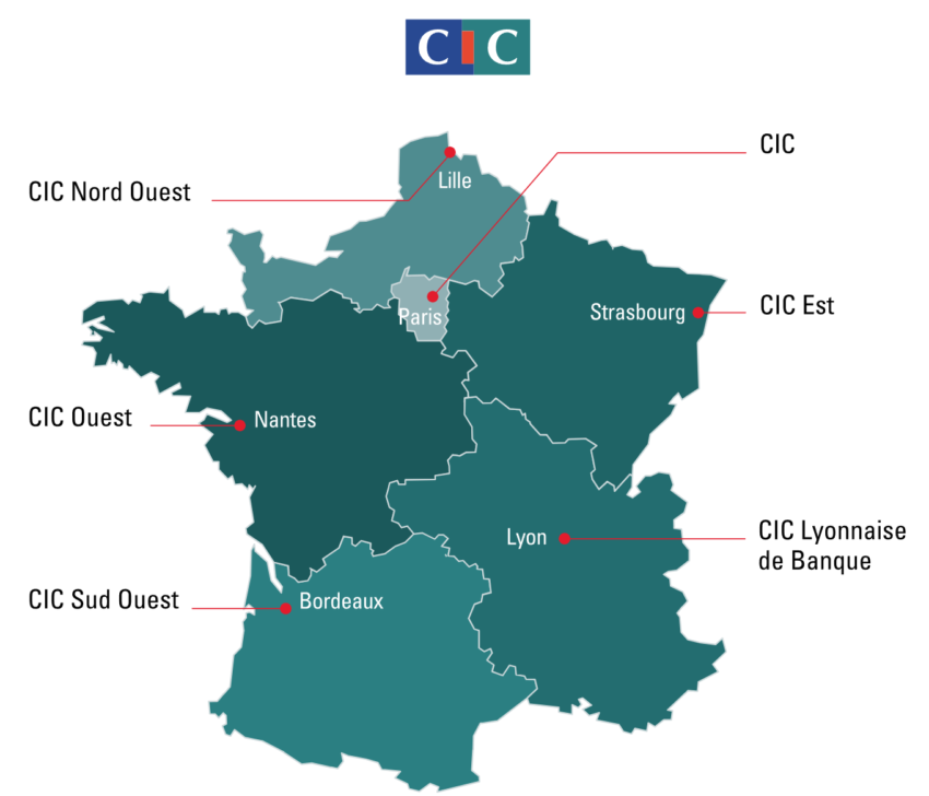 La cartes des banques régionales de proximité du CIC