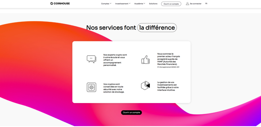 Page d'accueil de Coinhouse : la meilleure plateforme crypto française ?