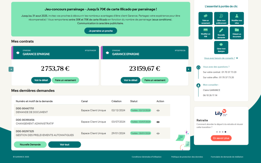 Espace client Garance