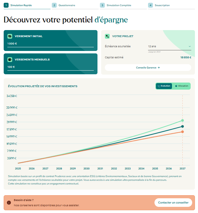 Le parcours de souscription de Garance Epargne avis