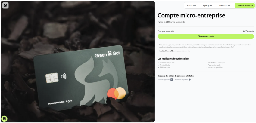 greengot compte micro-entreprise