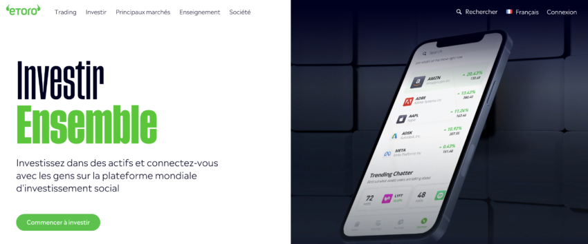 eToro, le broker arrive en seconde position pour le trading de CFD.
