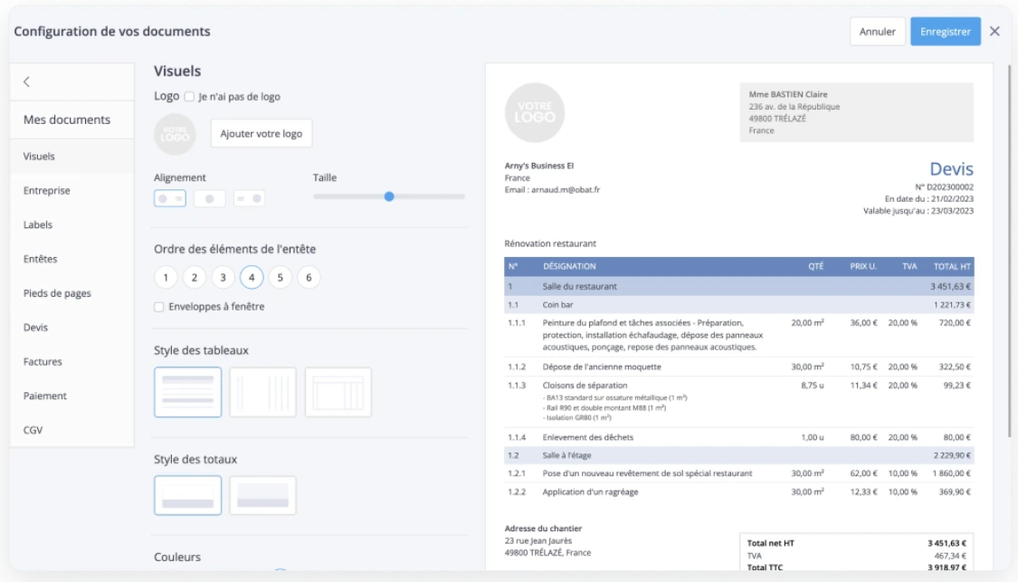Obat, interface du pack Pro