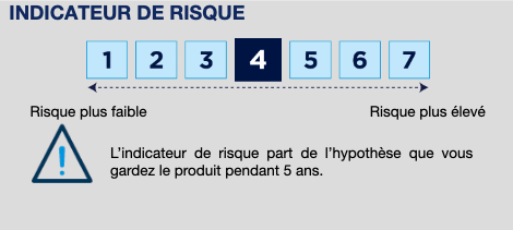 Exemple d'indicateur de risque pour un fonds d'investissement qui réplique l'indice MSCI World