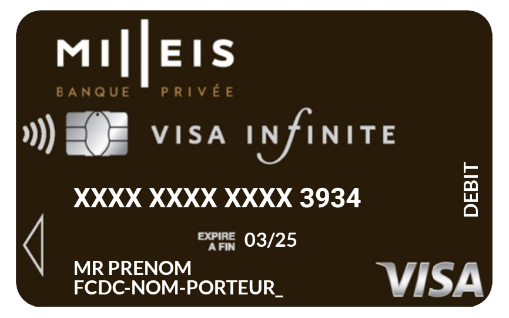 La VISA Infinite est disponible chez Milleis Banque Privée