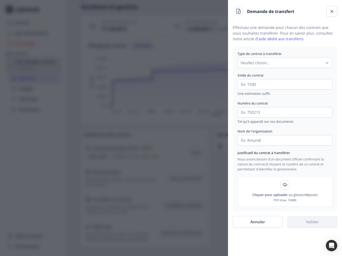 Demande de transfert sur Caravel