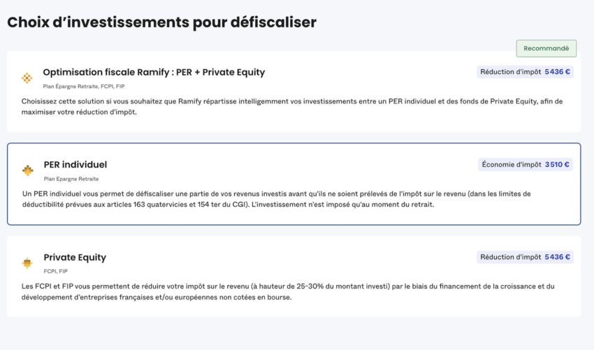 Choix de l'enveloppe sur Ramify