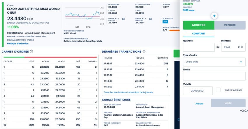 Passage d'ordre sur Boursorama Banque