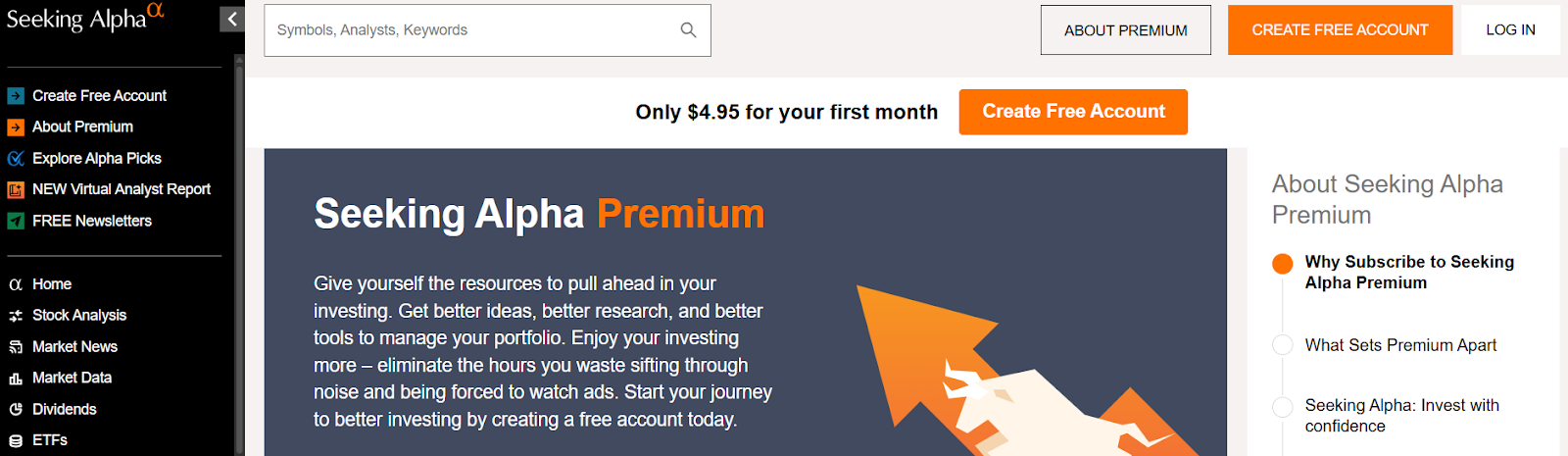 Home page de Seeking Alpha