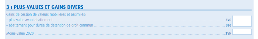 Déclaration de plus-values et gains divers