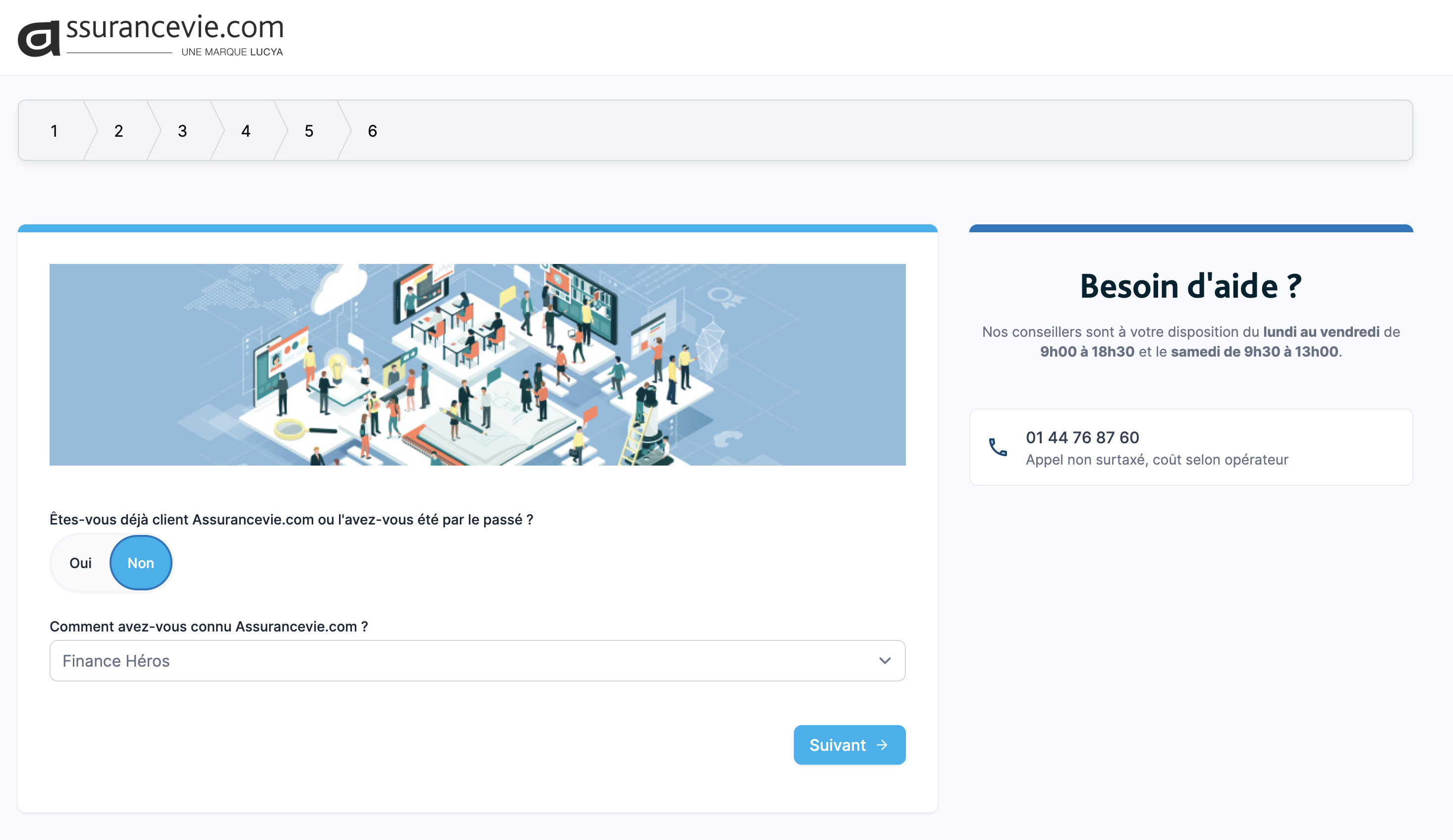 La première étape de souscription au contrat Lucya Cardif.