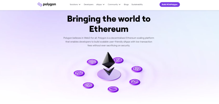 Ancienne page d'accueil de Polygon, le projet de la crypto MATIC