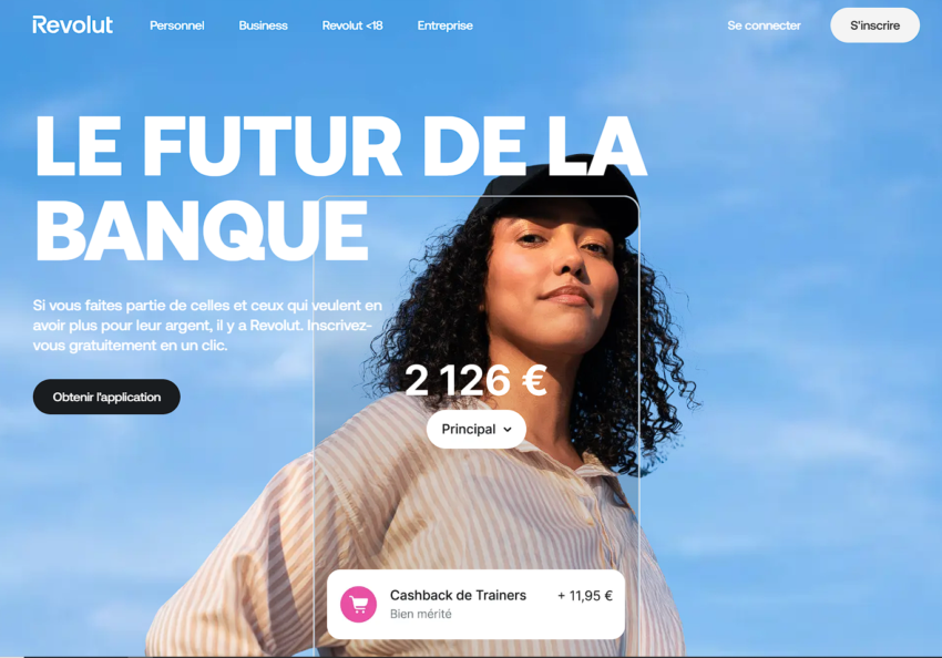 La page d'accueil de Revolut