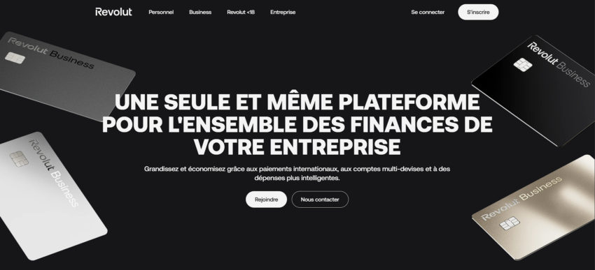 Page accueil du site web Revolut