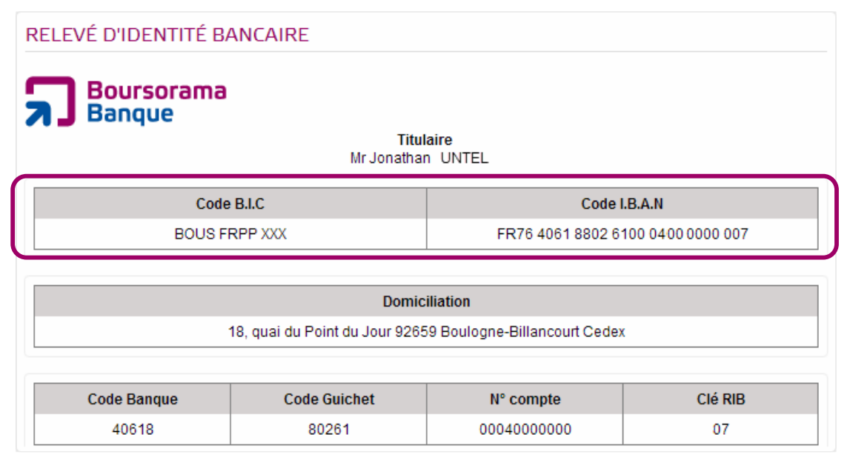 rib iban boursorama exemple